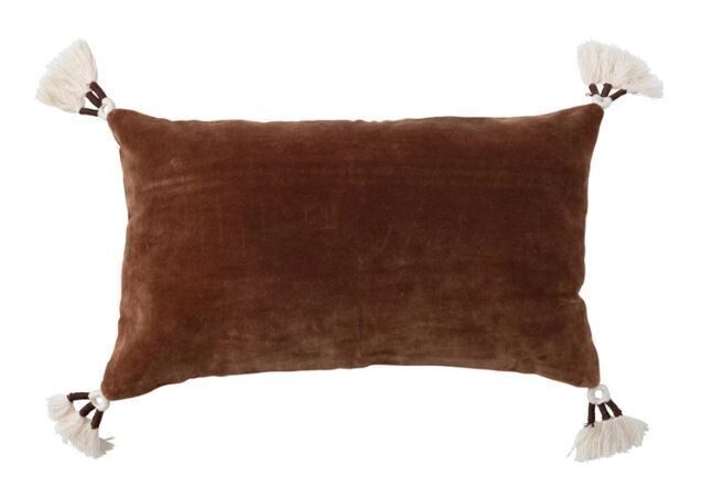 Brown Velvet Lumbar Pillow, 20x12