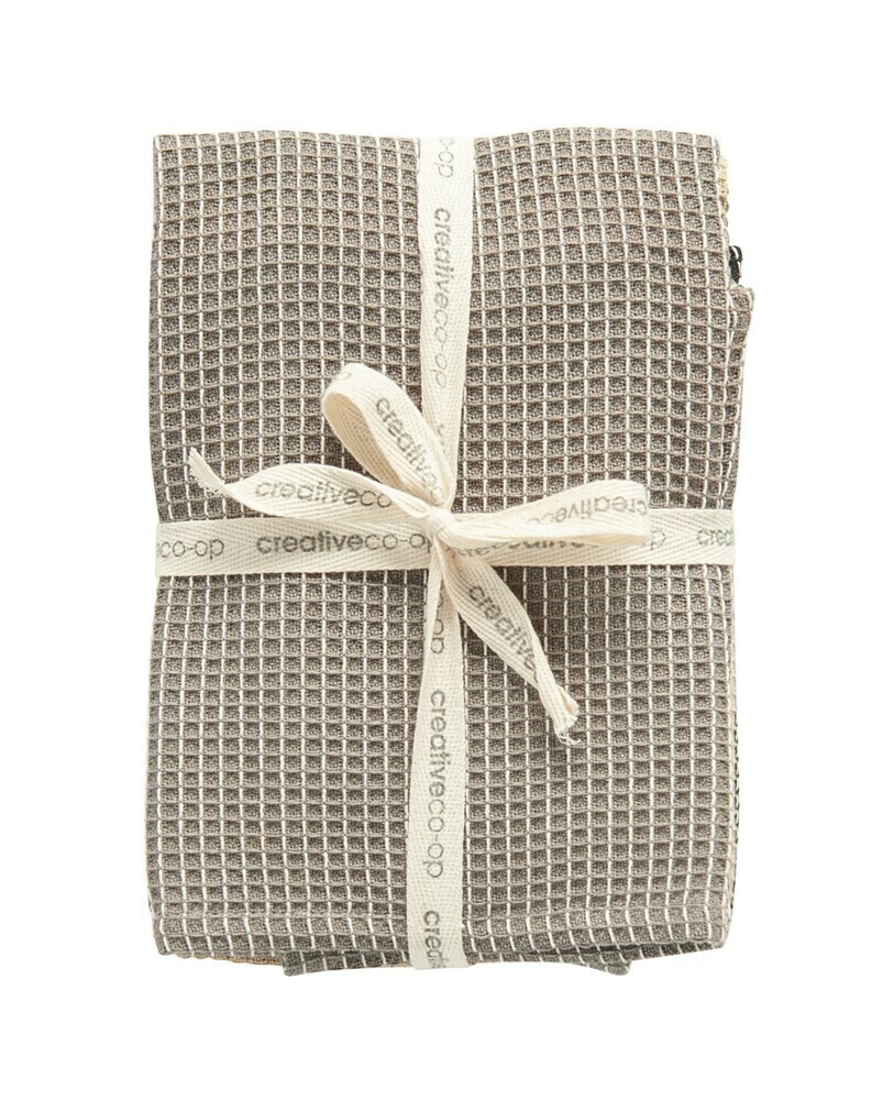 Cotton Kitchen Towel Set, Blk Khaki Grey