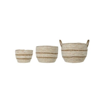 Maize Baskets W/ Handles, Set Of 3