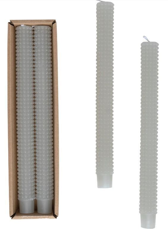 Grey Hobnail Taper Candle