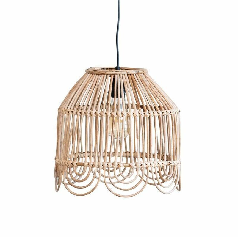 Scalloped Edge Rattan Pendant Light 13&quot;