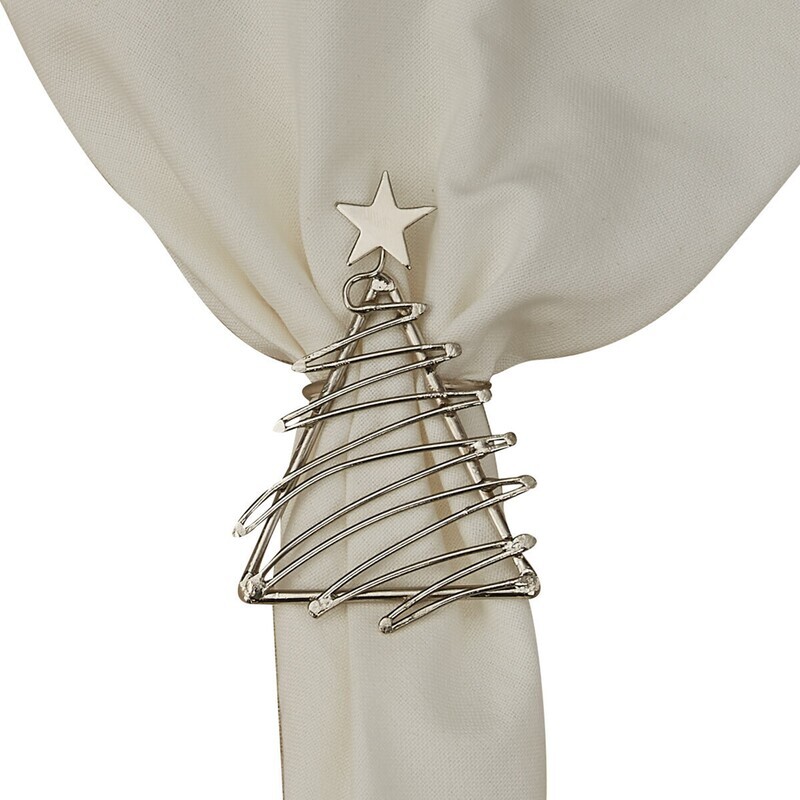 Christmas Tree Silver Napkin Rings