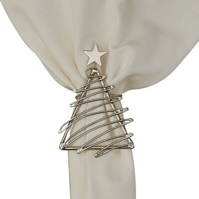 Christmas Tree Silver Napkin Rings