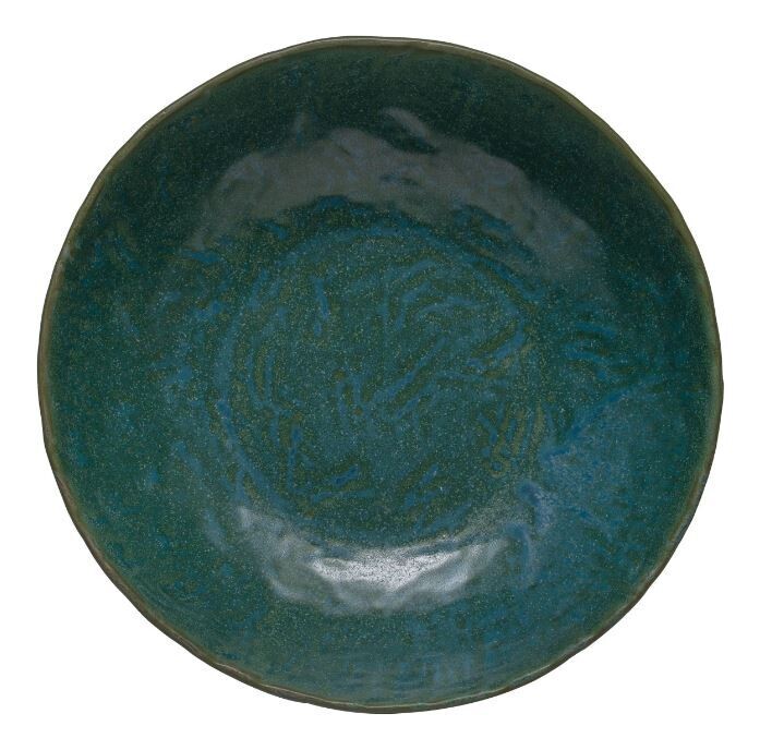Green Stoneware Serving Bowl 14" Round