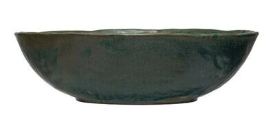 Green Stoneware Serving Bowl 14" Round