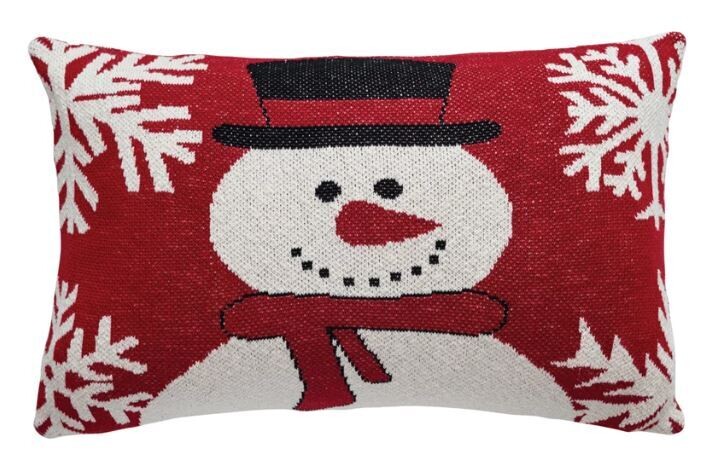 Snowman Knit Pillow, 24&quot; X16&quot;