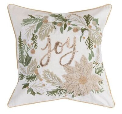 Joy Wreath Pillow, 18"