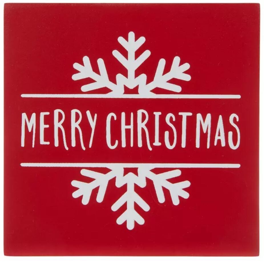 Merry Christmas Wood Block, 4&quot;