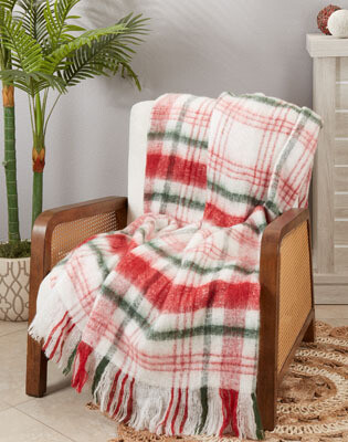 Mohair Plaid Christmas Throw