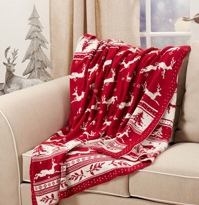 Red Christmas Knit Throw