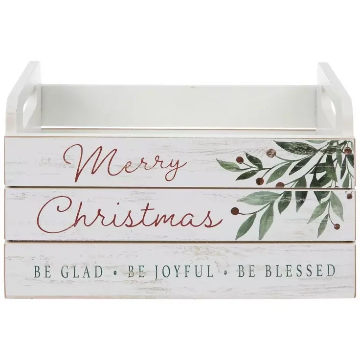 White Merry Christmas Crate