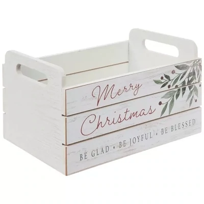 White Merry Christmas Crate