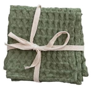 Waffle Weave Dish Cloth Set Of 3, Green