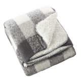 Faux Mohair Sherpa Throw, Grey Plaid