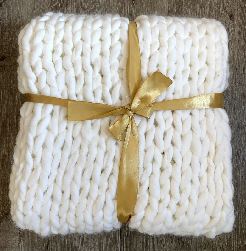 Chunky Knit Throw, White