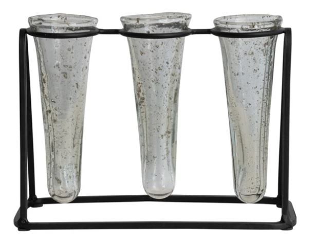 Metal Flower Stand W/ 3 Glass Vases