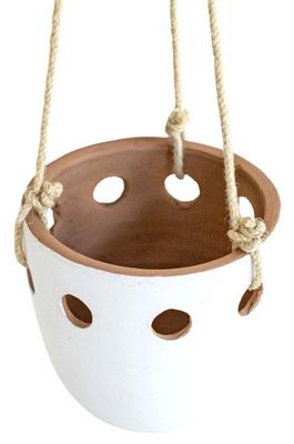 White Hanging Terracotta Planter
