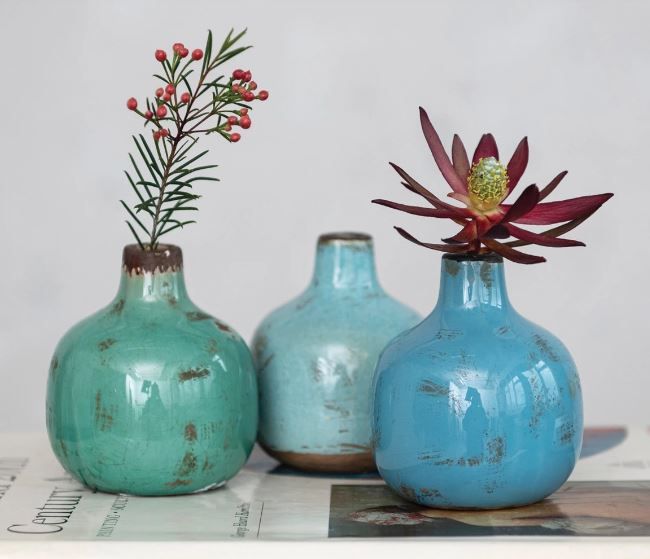 Distressed Finish Terracotta Vase, Small