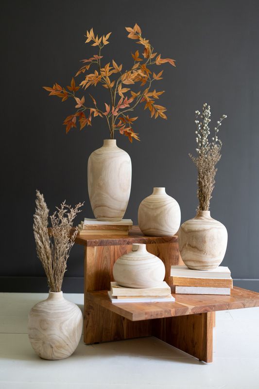 Carved Wood Vase, Medium