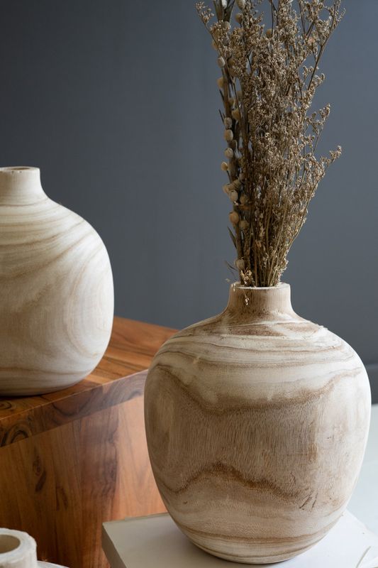 Carved Wood Vase, Medium