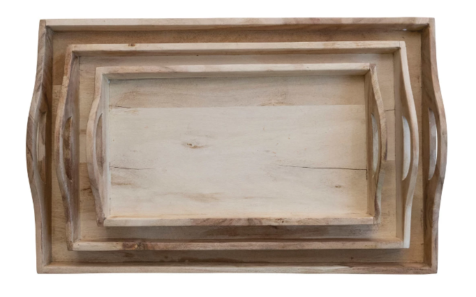 Acacia Wood Tray W/ Handles, Small