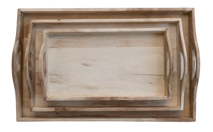 Acacia Wood Tray W/ Handles, Large