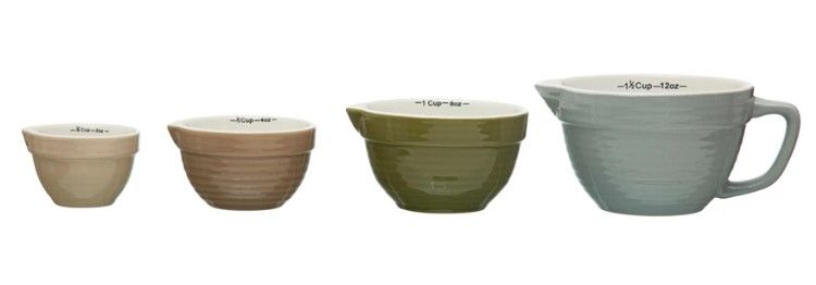 Stoneware Batter Bowl Measuring Cup Set