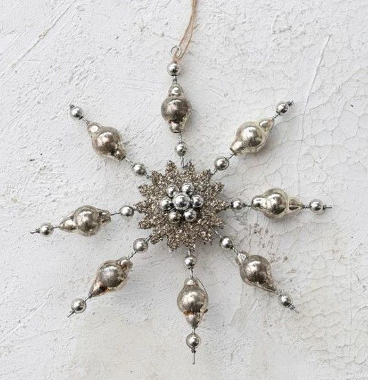 Mercury Glass Bead Snowflake Ornament