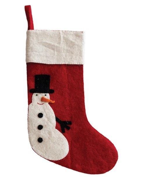 Snowman Wool Felt Stocking