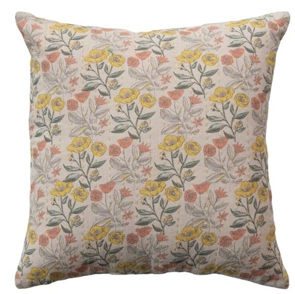Mini Floral &amp; Kantha Stitch Pillow, 18&quot;