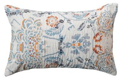 Mini Floral &amp; Kantha Stitch Lumbar Pillow