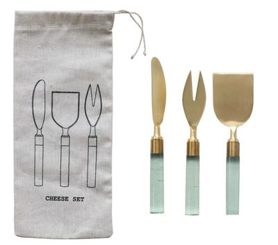 Gold Cheese Knife Set W/ Resin Handles