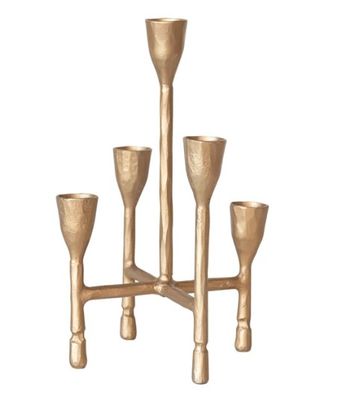 Five Taper Candelabra, Antique Gold