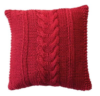 Red Cable Knit Pillow, 20&quot;