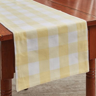 Wicklow Yellow Checked Tablerunner, 72&quot;