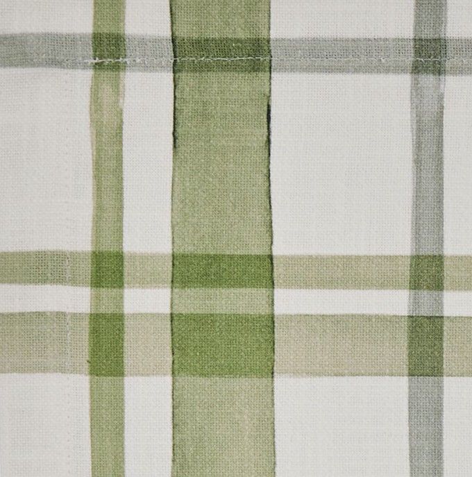 Green Printed Plaid Tablerunner, 72"