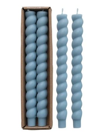 Blue Twisted Taper Candles, Set Of 2