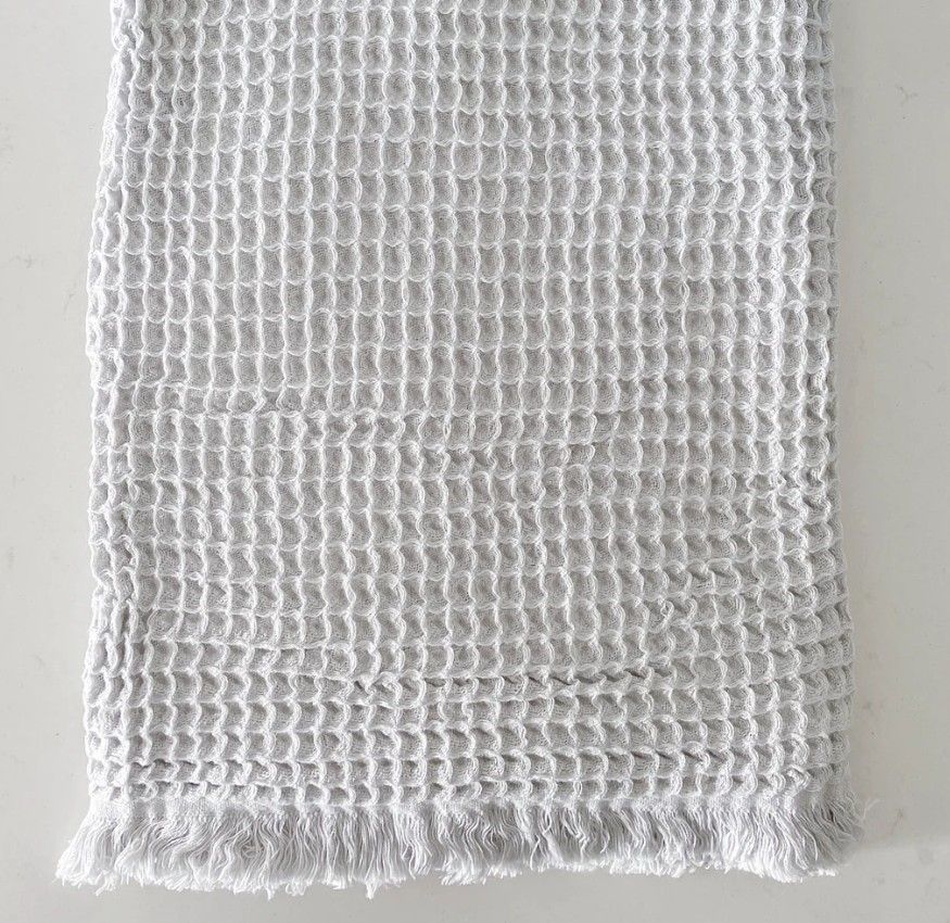 Turkish Cotton Waffle Throw, Soft Grey