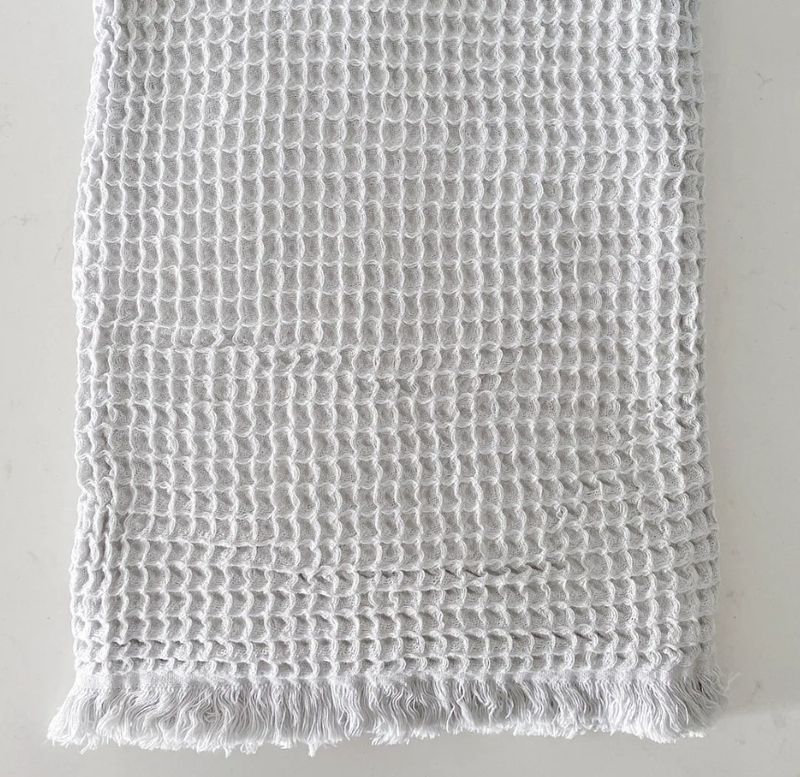 Turkish Cotton Waffle Throw, Soft Grey