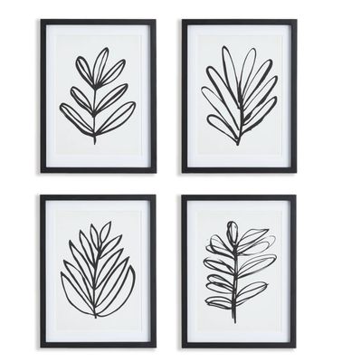 Black &amp; White Leaf Print