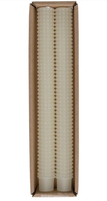Cream Hobnail Taper Candles