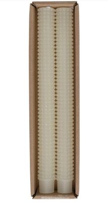 Cream Hobnail Taper Candles