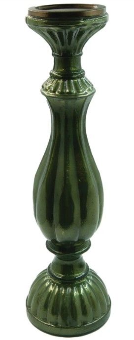 Green Mercury Glass Pillar, 15&quot;