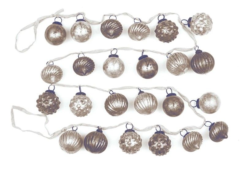 Beige Mercury Glass Ornament Garland, 72"