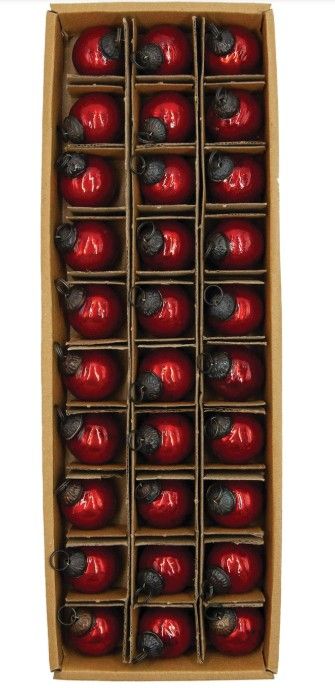 Red Mercury Glass Ornament Set
