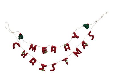 Wool Felt Merry Christmas Garland, 30"