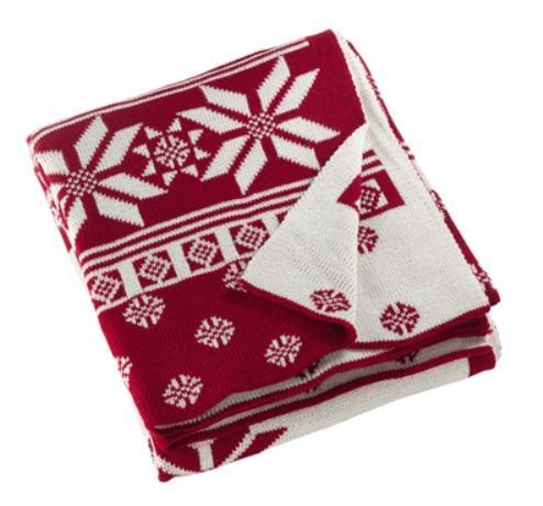 Red Knit Nordic Throw, 80"