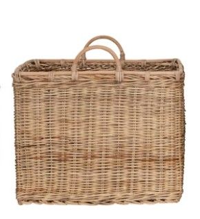Square Wicker Basket W/ Handles, Medium