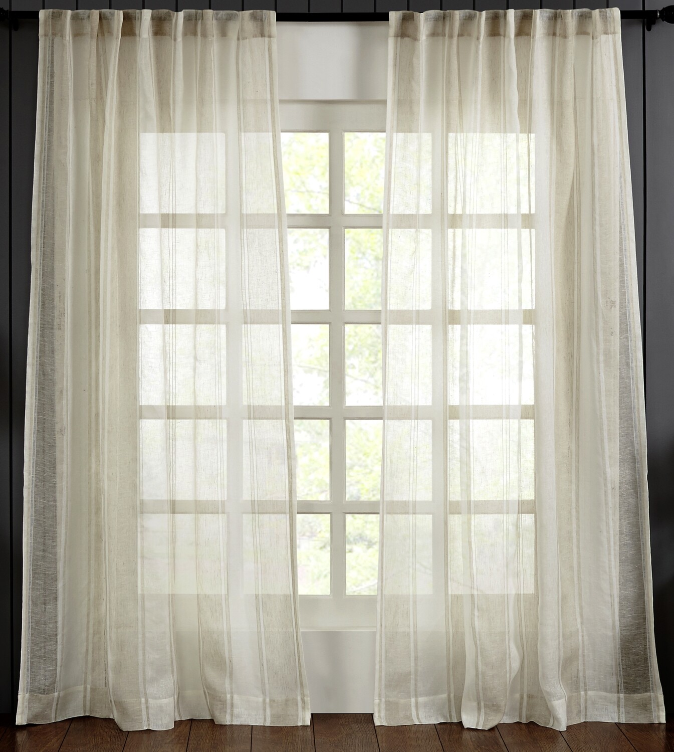 Linen Lurex Panel Drapery  Rod Pocket W/ Hidden Tabs