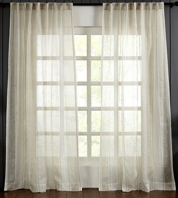 Linen Lurex Panel Drapery  Rod Pocket W/ Hidden Tabs